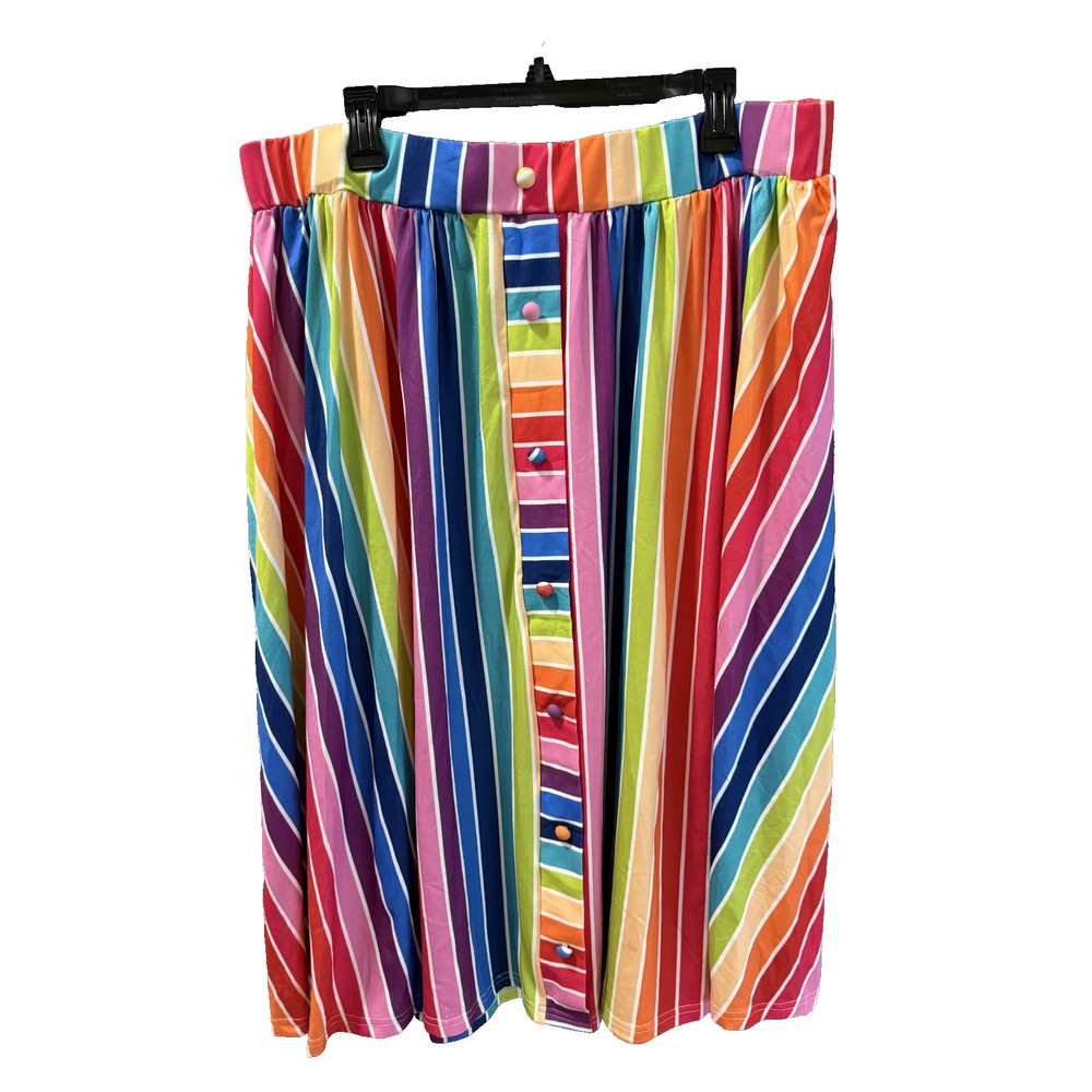 Rainbow Skirt Womens Size 3X Covered buttons Inside Drawstring Teacher gear